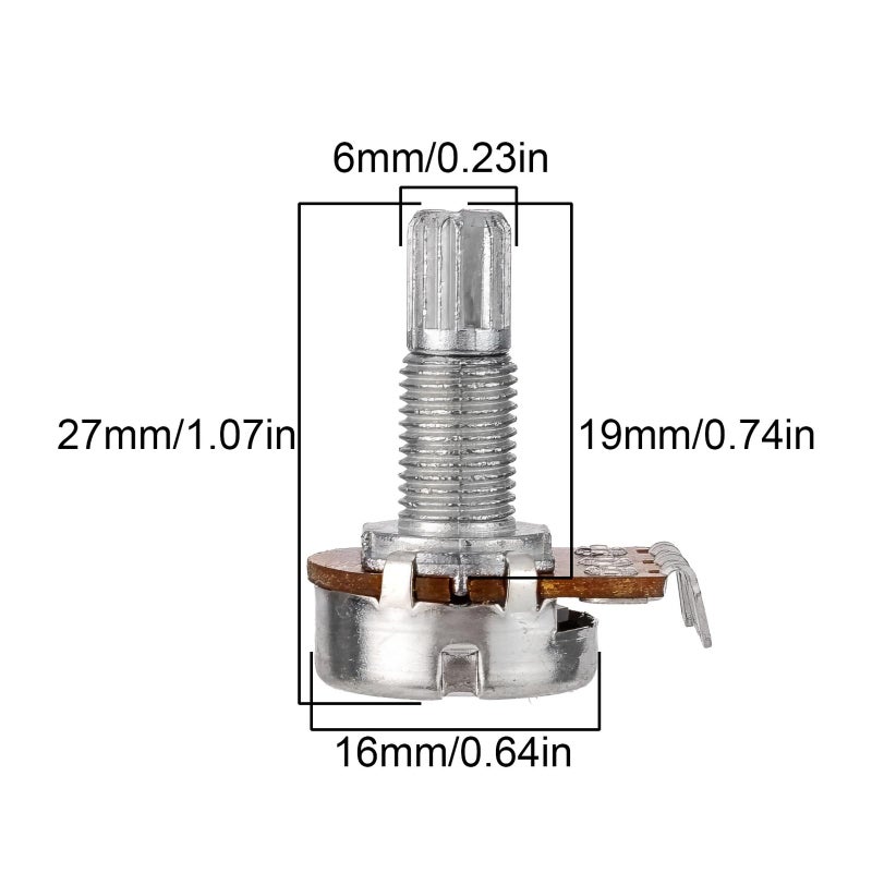 Swhmc A100K Ohm Guitar Potentiometer, 1/4" Split Shaft Volume Pot for Electric Guitar, Low Noise Control Pots with Long Knurled Shaft & Smooth Feel, Guitar Replacement Parts - Image 2